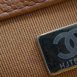 Pre Owned Chanel Brown Small Quilted Caviar Boy Flap