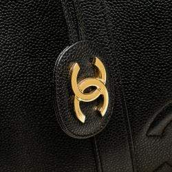 Pre Owned Chanel Black CC Caviar Boston Bag