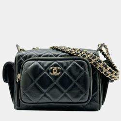 Pre Owned Chanel CC Multipocket Black Leather Camera Case