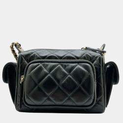 Pre Owned Chanel CC Multipocket Black Leather Camera Case