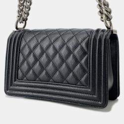 Pre Owned Chanel Boy Black Calfskin Shoulder Bag