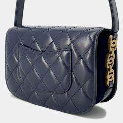 Pre Owned Chanel Paris-Le19M My Sweet CC Flap Blue Leather Shoulder Bag