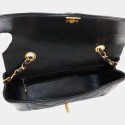 Pre Owned Chanel Diana Black Leather Shoulder Bag