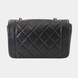Pre Owned Chanel Diana Black Leather Shoulder Bag