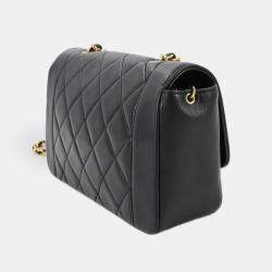 Pre Owned Chanel Diana Black Leather Shoulder Bag