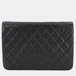 Pre Owned Chanel Square Flap Black Leather Shoulder Bag
