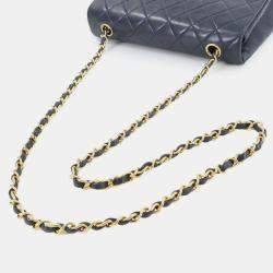 Pre Owned Chanel Full Flap Turnlock Blue Leather Shoulder Bag