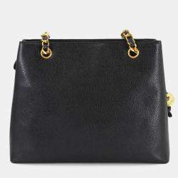 Pre Owned Chanel Front Pocket CC Black Leather Shoulder Bag