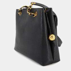 Pre Owned Chanel Front Pocket CC Black Leather Shoulder Bag