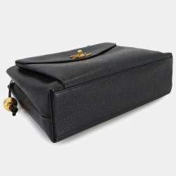 Pre Owned Chanel Front Pocket CC Black Leather Shoulder Bag