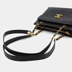 Pre Owned Chanel Front Pocket CC Black Leather Shoulder Bag