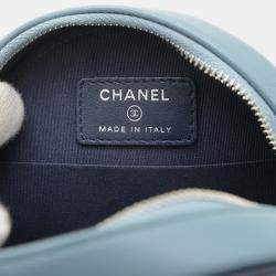 Pre Owned Chanel Round CC Blue Leather Shoulder Bag