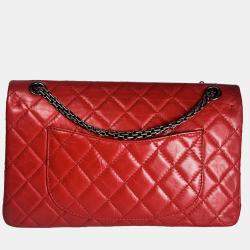 Pre Owned Chanel 2.55 Medium Red Double Flap Bag