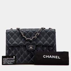 Pre Owned Chanel Black Jumbo Classic Caviar Single Flap