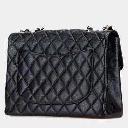 Pre Owned Chanel Black Jumbo Classic Caviar Single Flap