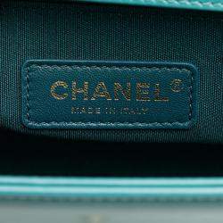 Pre Owned Chanel Blue Small Shearling Boy Flap