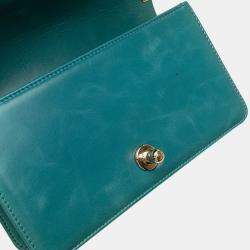 Pre Owned Chanel Blue Small Shearling Boy Flap