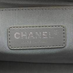 Pre Owned Chanel Black Old Medium Chevron Calfskin Boy Flap