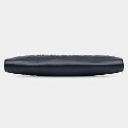 Pre Owned Chanel Navy Blue CC Quilted Lambskin Pearl Evening Baguette Clutch