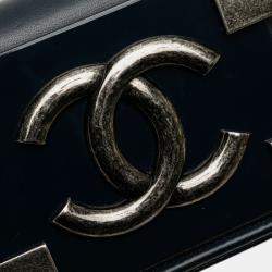 Pre Owned Chanel Navy Blue Mini Acrylic and Calfskin Boy Brick Flap