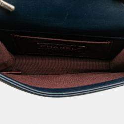 Pre Owned Chanel Navy Blue Mini Acrylic and Calfskin Boy Brick Flap