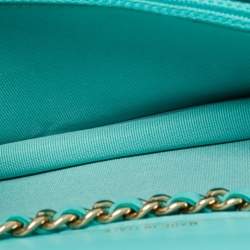 Pre Owned Chanel Turquoise Quilted Leather Trendy CC Wallet on Chain