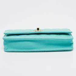 Pre Owned Chanel Turquoise Quilted Leather Trendy CC Wallet on Chain
