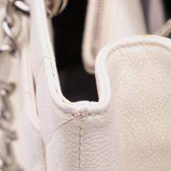 Pre Owned Chanel White Caviar Grand Shopping Tote XL