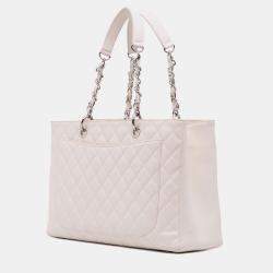 Pre Owned Chanel White Caviar Grand Shopping Tote XL