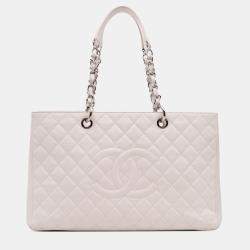 Pre Owned Chanel White Caviar Grand Shopping Tote XL