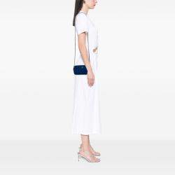 Pre Owned Chanel Blue CC Quilted Jersey Double Zip Wallet on Chain