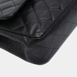 Pre Owned Chanel Black Medium Classic Caviar Double Flap