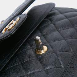 Pre Owned Chanel Black Medium Classic Caviar Double Flap