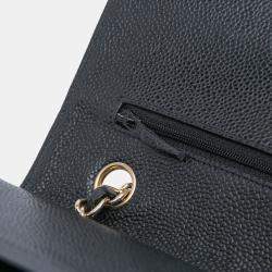 Pre Owned Chanel Black Medium Classic Caviar Double Flap