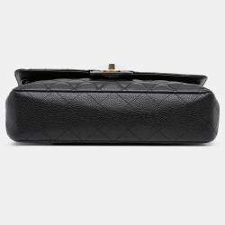 Pre Owned Chanel Black Medium Classic Caviar Double Flap
