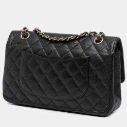Pre Owned Chanel Black Medium Classic Caviar Double Flap