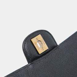 Pre Owned Chanel Black Medium Classic Caviar Double Flap