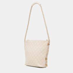Pre Owned Chanel White Crumpled Calfskin En Vogue Rope Satchel