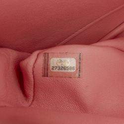 Pre Owned Chanel Pink Medium Classic Boucle Tweed Double Flap