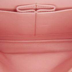 Pre Owned Chanel Pink Medium Classic Boucle Tweed Double Flap