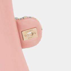 Pre Owned Chanel Pink Medium Classic Boucle Tweed Double Flap