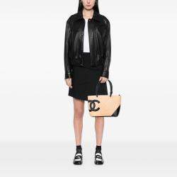 Pre Owned Chanel Brown Large Quilted Lambskin Cambon Ligne Tote