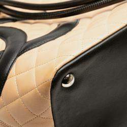 Pre Owned Chanel Brown Large Quilted Lambskin Cambon Ligne Tote