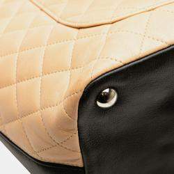 Pre Owned Chanel Brown Large Quilted Lambskin Cambon Ligne Tote