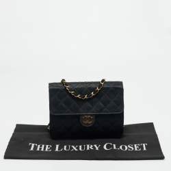 Pre Owned Chanel Black Quilted Satin Vintage Flap Bag