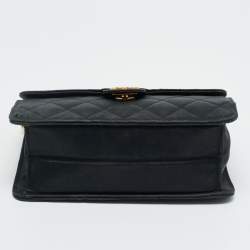 Pre Owned Chanel Black Quilted Satin Vintage Flap Bag