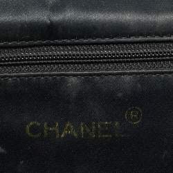 Pre Owned Chanel Black Quilted Satin Vintage Flap Bag