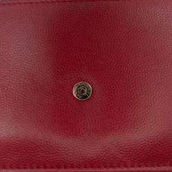 Pre Owned Chanel Red CC Caviar Sevruga Wallet On Chain