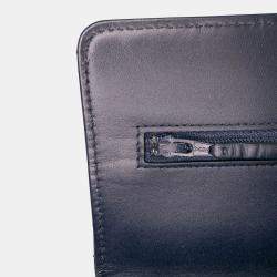 Pre Owned Chanel Black Blue CC Quilted Patent Wallet On Chain