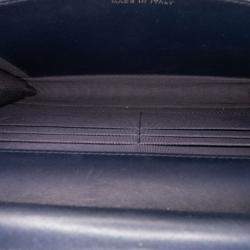 Pre Owned Chanel Black Blue CC Quilted Patent Wallet On Chain